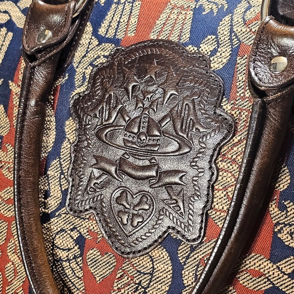 Rare Vivienne Westwood Cloth Large Weekender Bag with leather accents with COA!! - Picture 8 of 14